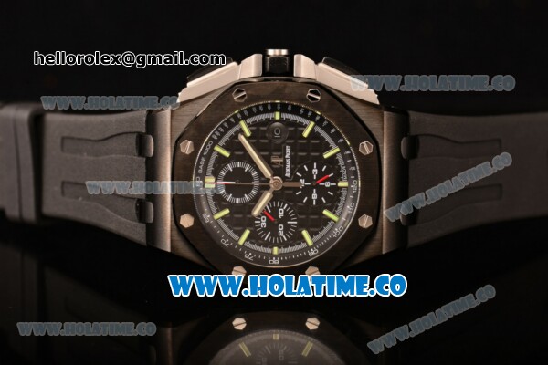 Audemars Piguet Royal Oak Offshore Chrono Clone AP Calibre 3126 Automatic PVD Case with Black Dial and Green Stick Markers (EF) - Click Image to Close